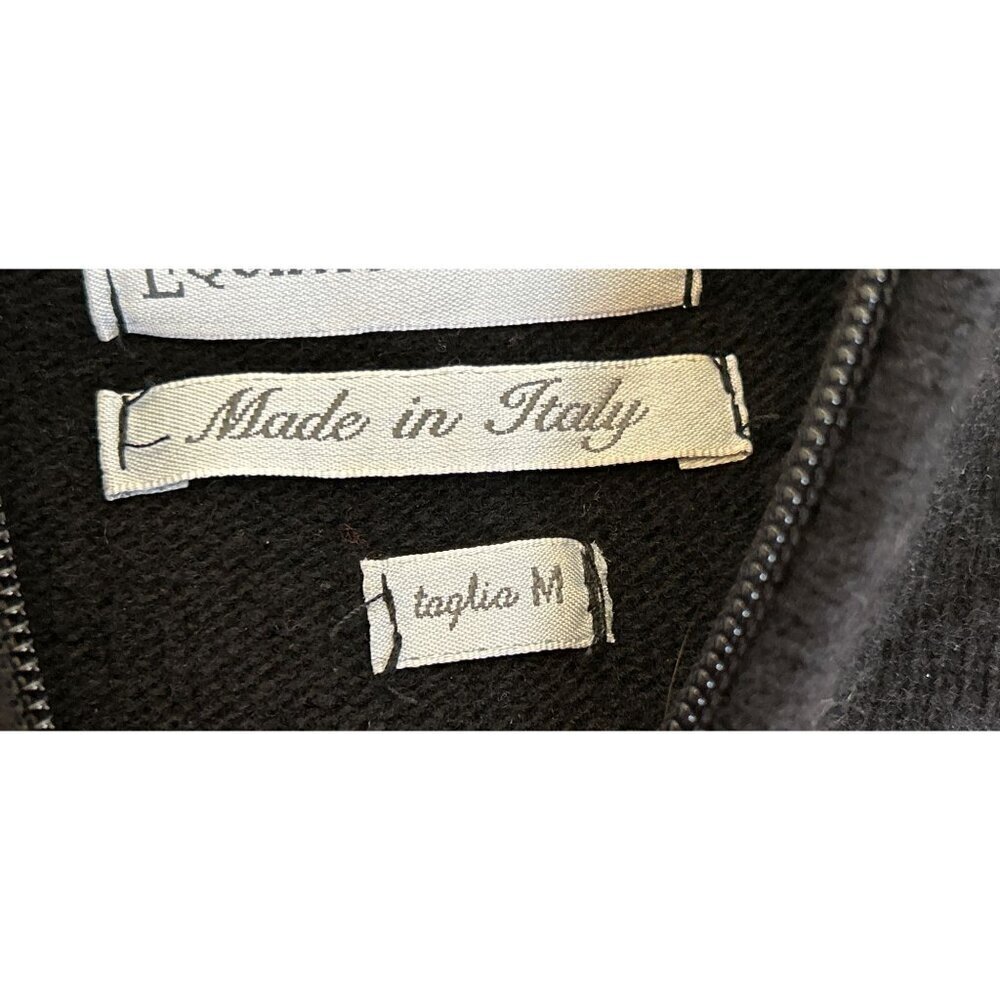 Equipaggiamenti Made In Italy Black & Gray Wool Sweater Half-Zip Ribbed Trim - M - Picture 6 of 11